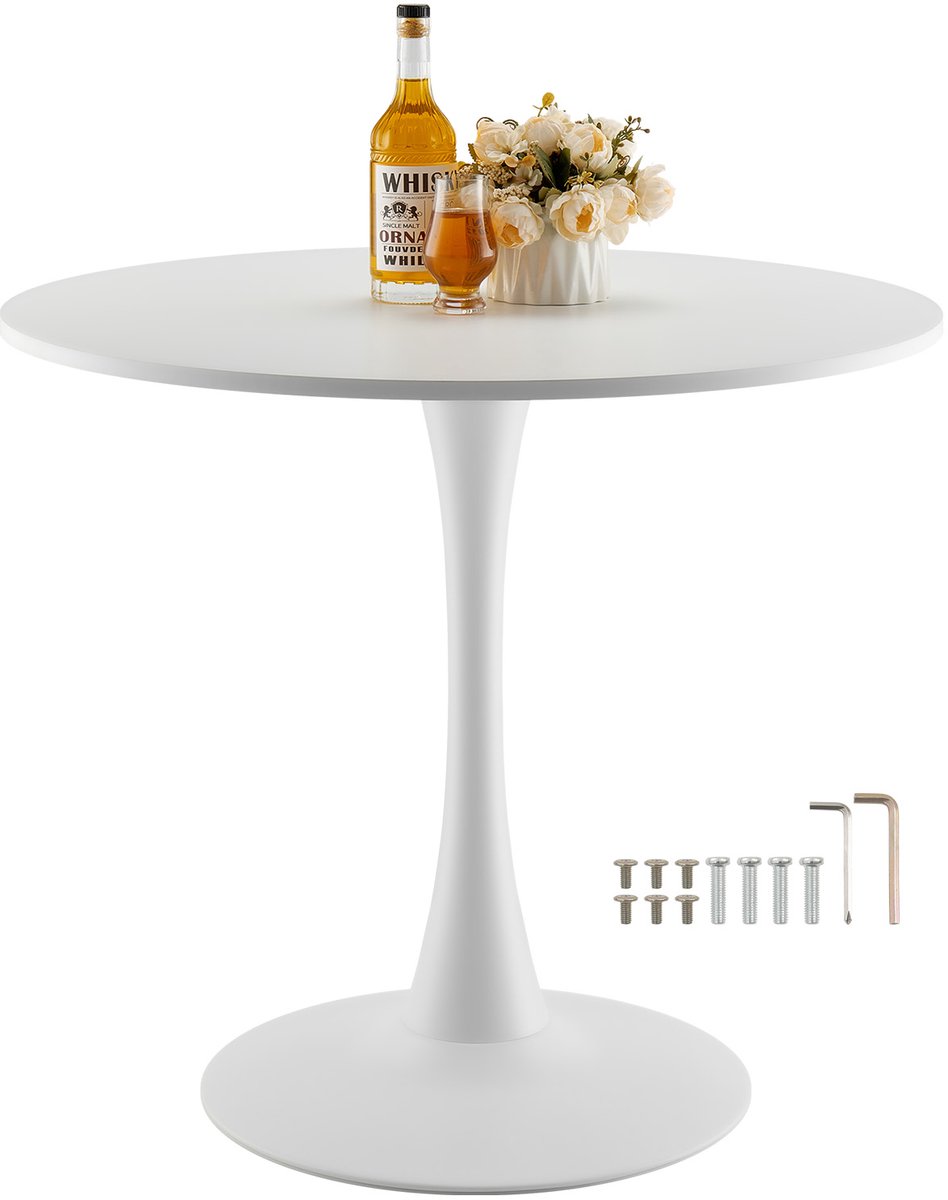 Vevor Ronde Eettafel Keukentafel Hout (Alleen Tafel) Eettafel 80CM Wit