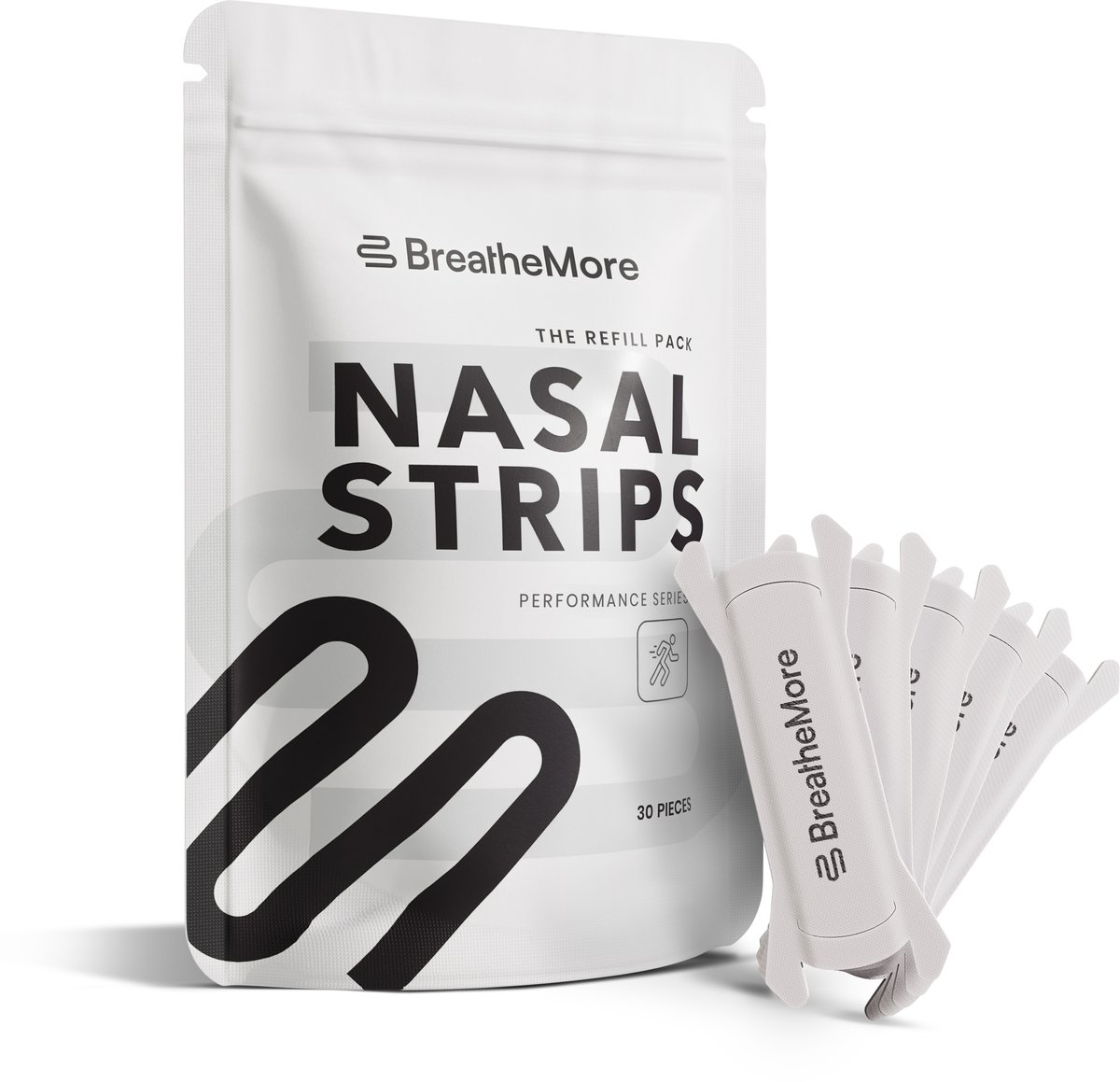 BreatheMore® Neusstrips - The Performance Series - Refill Pack - Wit - 30 stuks
