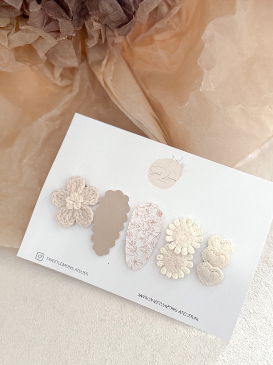 Antislip Setje - Bloom - Antislip Haarspeldje - Haarspeldjes voor Meisjes - Handgemaakte Haaraccessoires voor Kinderen - Baby & Newborn - Kraamcadeau