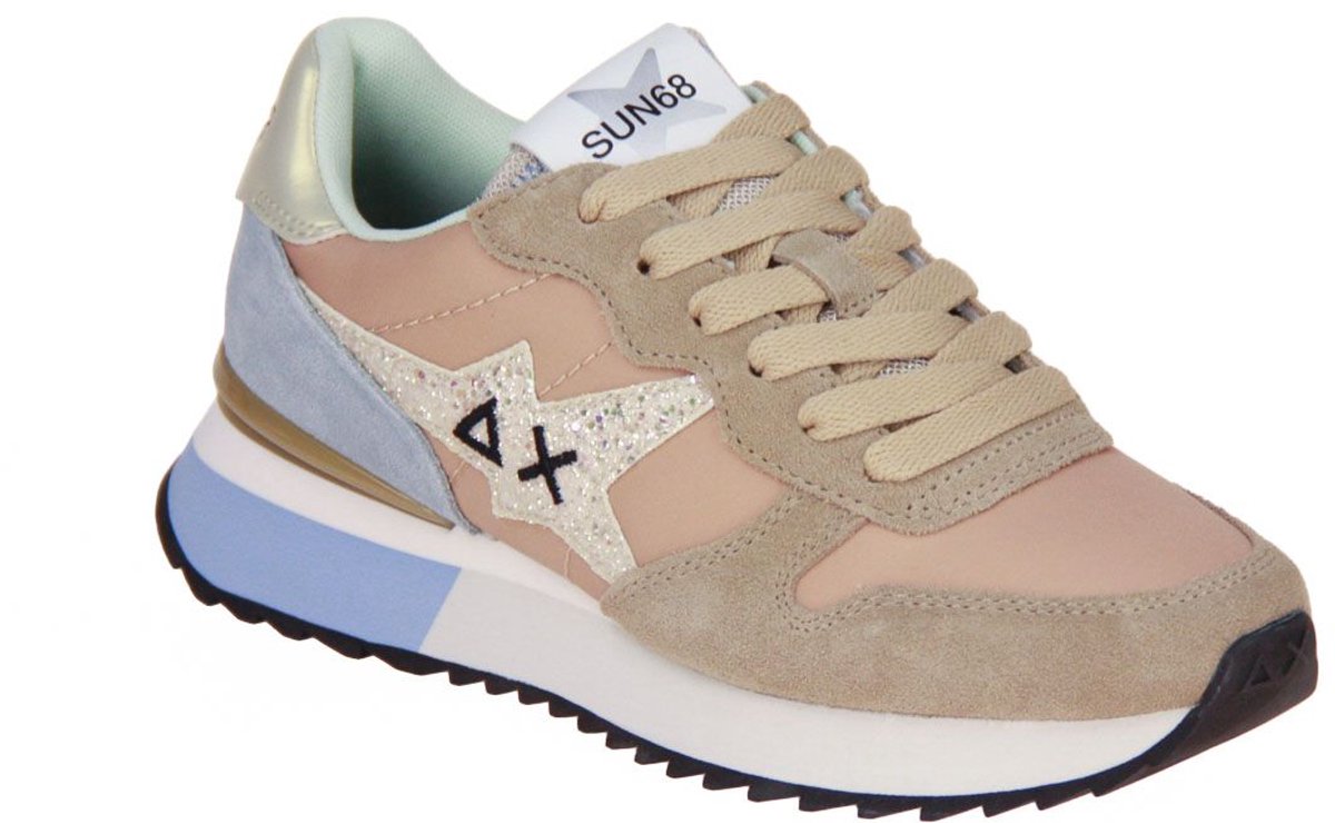 SUN68 Stargirl Glitter Logo Beige