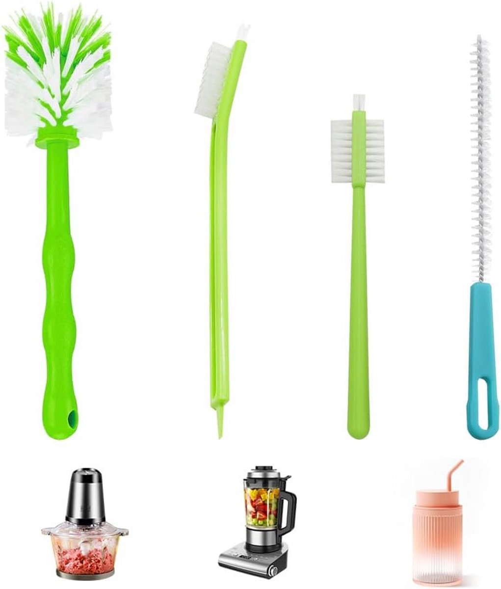 Set van 4 Reinigingsborstels voor Keukenapparatuur en Flessen