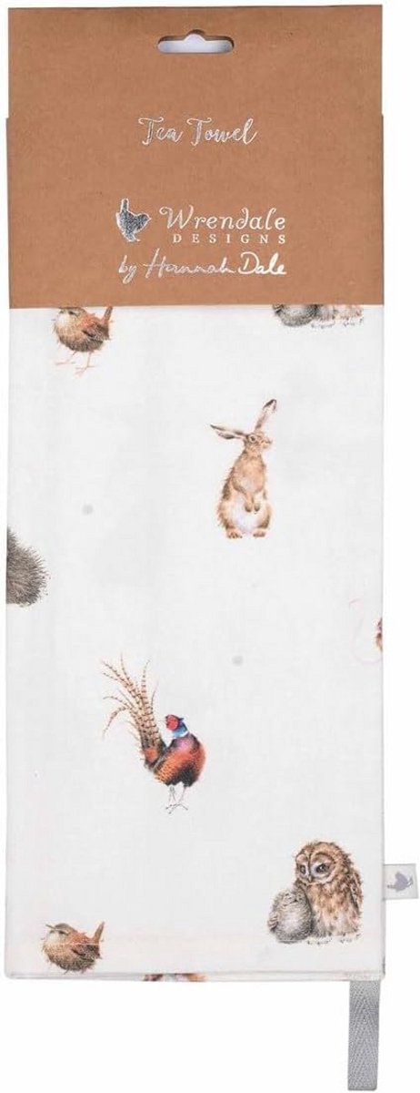 Theedoek met all-over print van vogels van 100% katoen