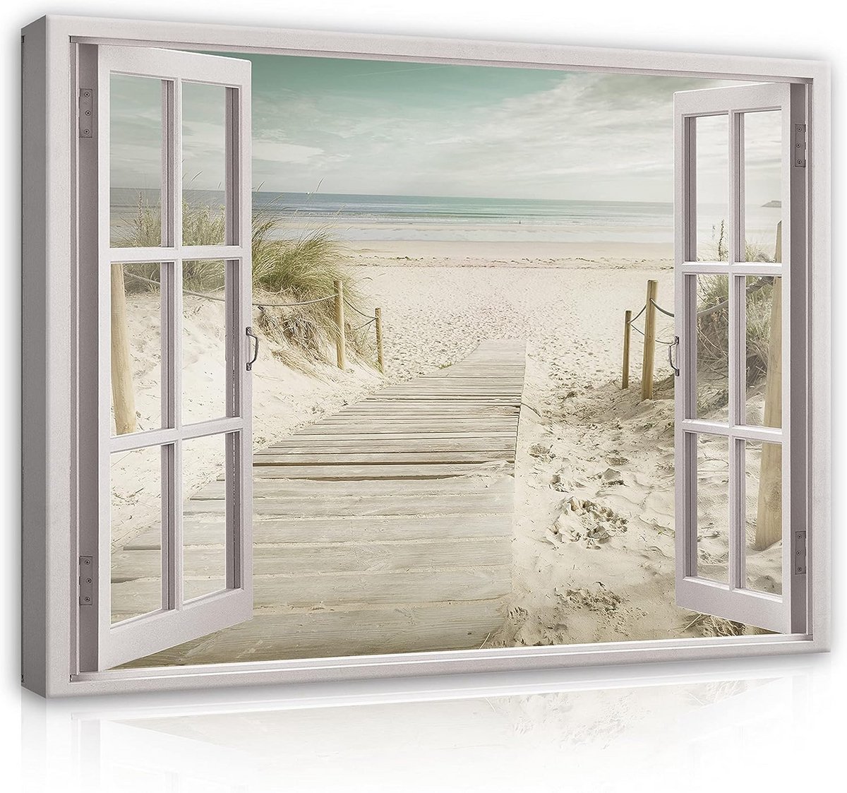 XXL Canvas Schilderij Uitzicht op Zee en Strand - Moderne Muurschildering voor Woonkamer of Slaapkamer