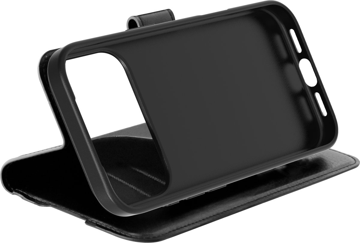 Behello iPhone 17 Pro Gel wallet case met magnetische ring zwart