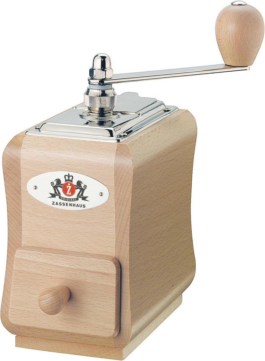 Handmatige Koffiemolen van Beukenhout met Traploze Maalstand - Klassiek Design