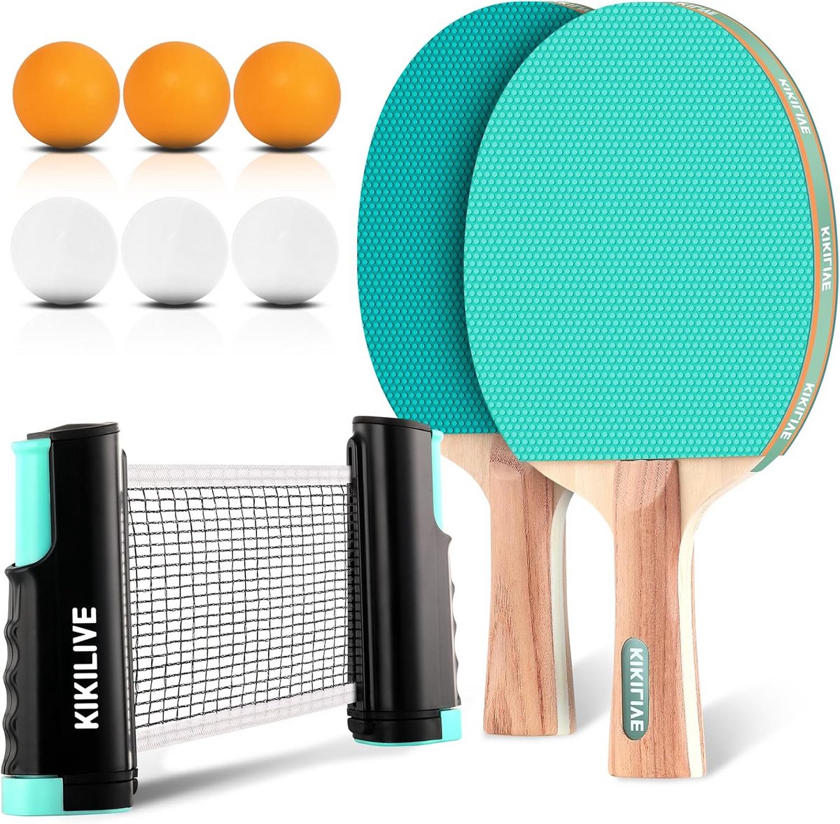 Draagbare Tafeltennis Set Inclusief Net, Batjes en Ballen voor Binnen en Buiten