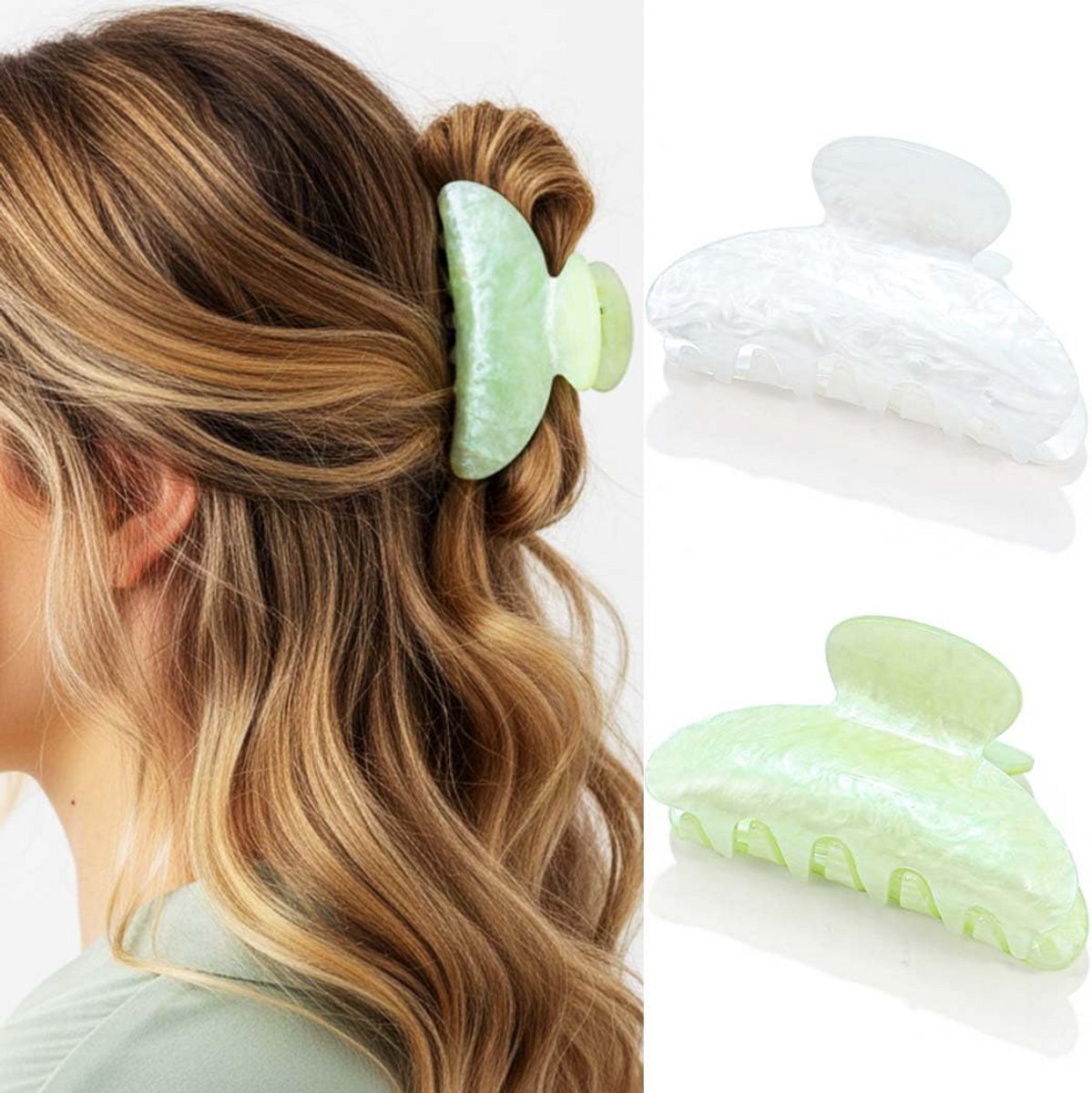 Grote Acryl Haarclip Klauw - Sterke Houvast voor Half Lang Haar