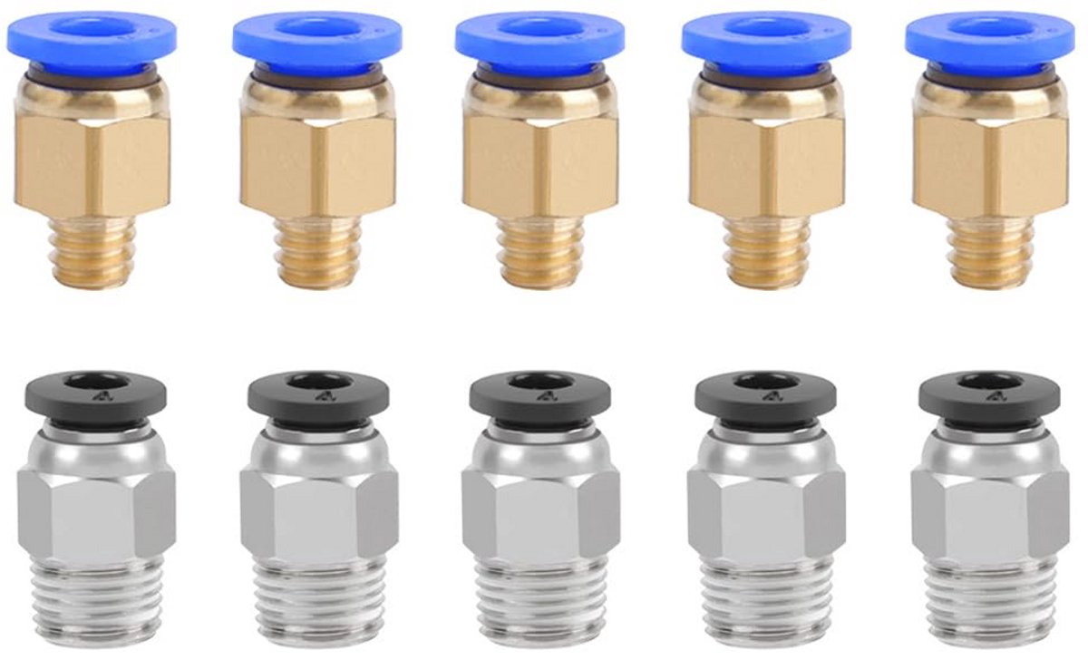 5x PC4-M6 & 5x PC4-M10 Pneumatische Connectoren voor 3D Printer - M6 & M10 Schroefdraad