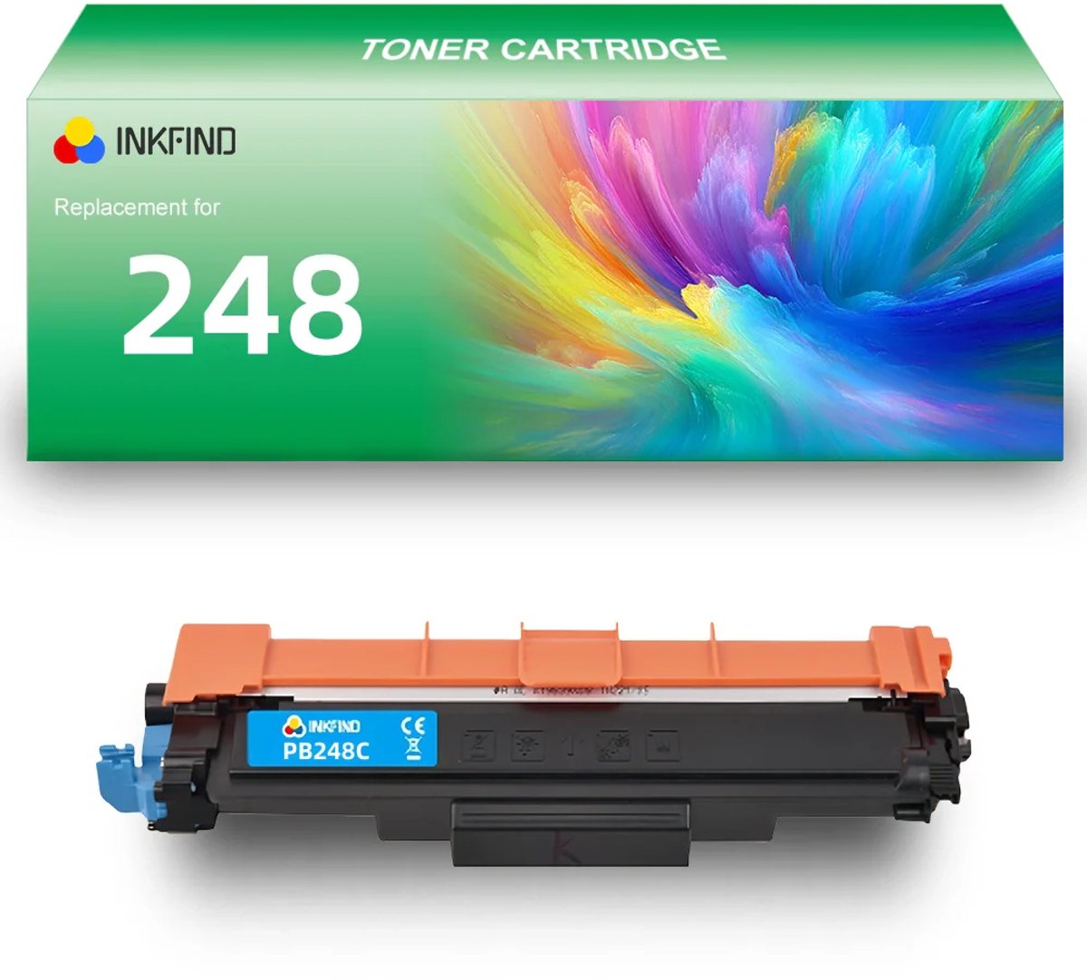 INKFIND TN248 Cyaan tonercartridge compatibel met Brother TN248 TN-248 Cyaan toner cartridge - 1-pack Cyaan