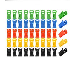 Sokkenclips - 50 stuks - Droogrek tegen verlies - Sokkenhouders - Plastic - Antislip wasknijpers - Sokkenclips voor wasmachine en droger - Kleurrijke sokkendroogclips - Waslijnknijpers - 3×1.3cm - 5 kleuren