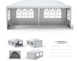 Aufun Paviljoen - 3 X 6 Meter - Grijs - Met 6 Zijwanden - Met Ritssluiting - Polyethyleen Materiaal - Biertent - Geschikt Voor Tuinen, Feesten, Bruiloften, Picknicks, Beurzen