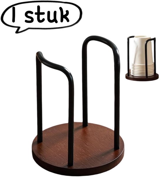 Porte-gobelet en papier 1 pièce - Rangement pour gobelets d'eau - Support résistant à la poussière pour gobelets à café et repas inversés - Modèle pour un gobelet - Zwart