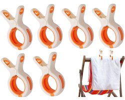 Strandhanddoekclips - 6 stuks - Grote Wasknijper - Quiltclips - Wasknijpers - Grote Knijpers - Handdoekknijpers - Strandlaken Knijpers - Handdoek Klemmen - Strandlakenclip voor strandstoel - Winddicht - Voor badhanddoek, beddengoed en kleding - Wit