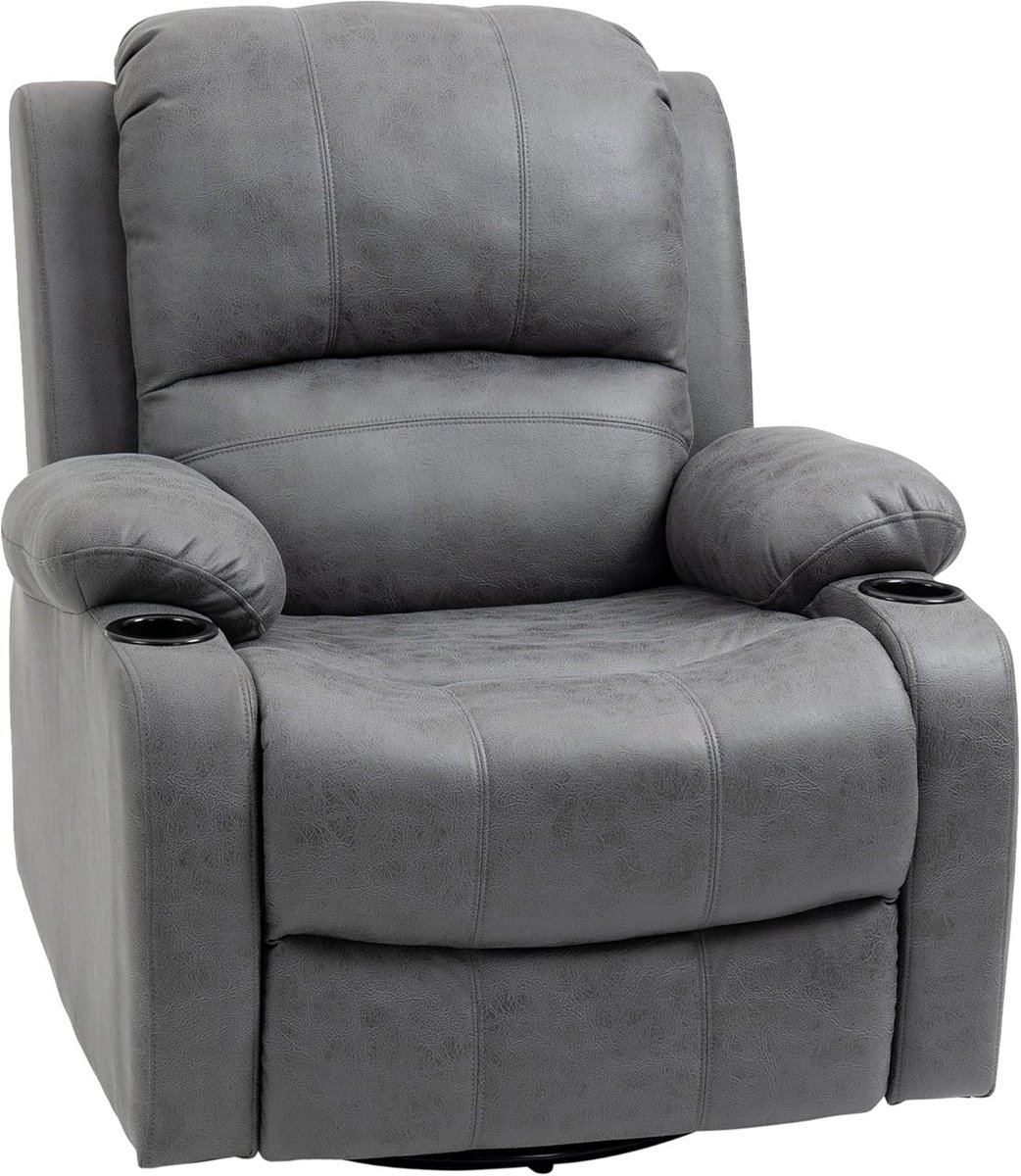 Draaibare Relaxfauteuil met Wip- en Ligfunctie en Bekerhouder