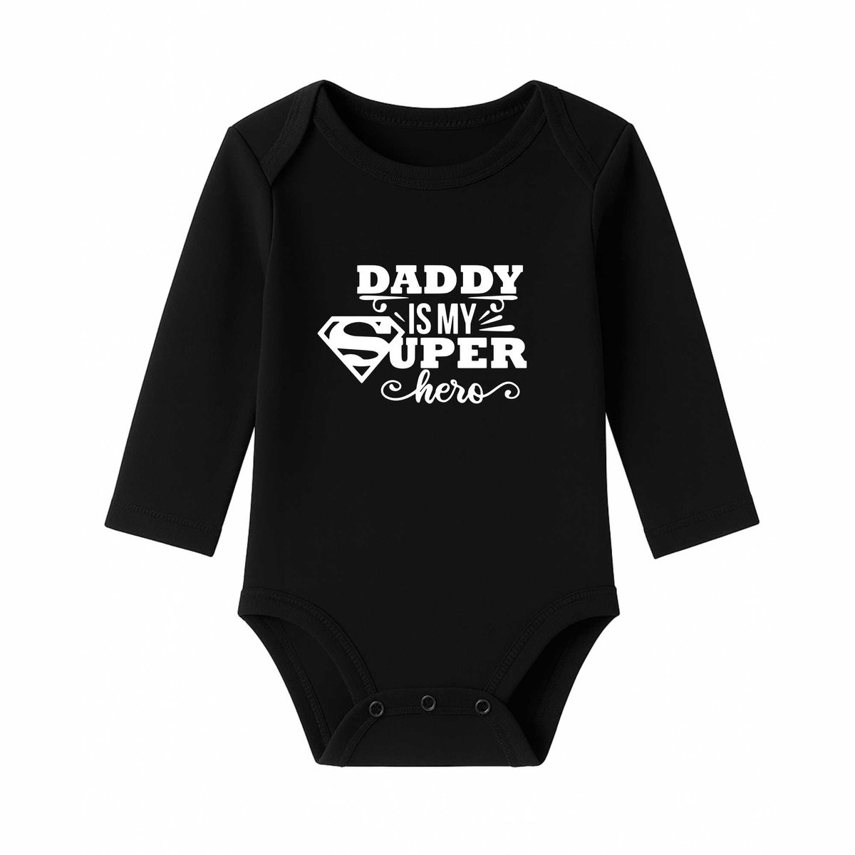 Romper Daddy is my superhero - zwart - lange mouw