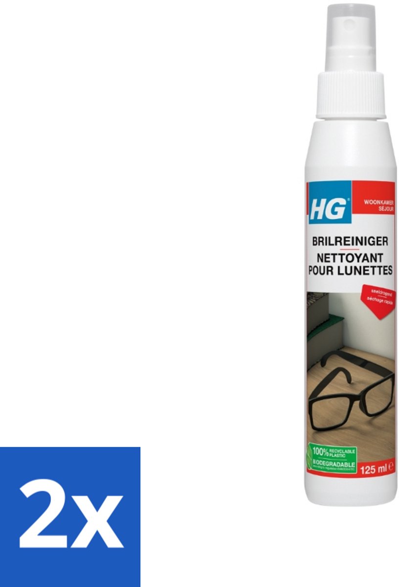 2 x HG - Brilreiniger - Voor Glasheldere Lenzen - 125 ml - Brilreiniger - Brillen Schoonmaken - Lenzen Reinigen - Glasheldere Lenzen - Bril Onderhoud