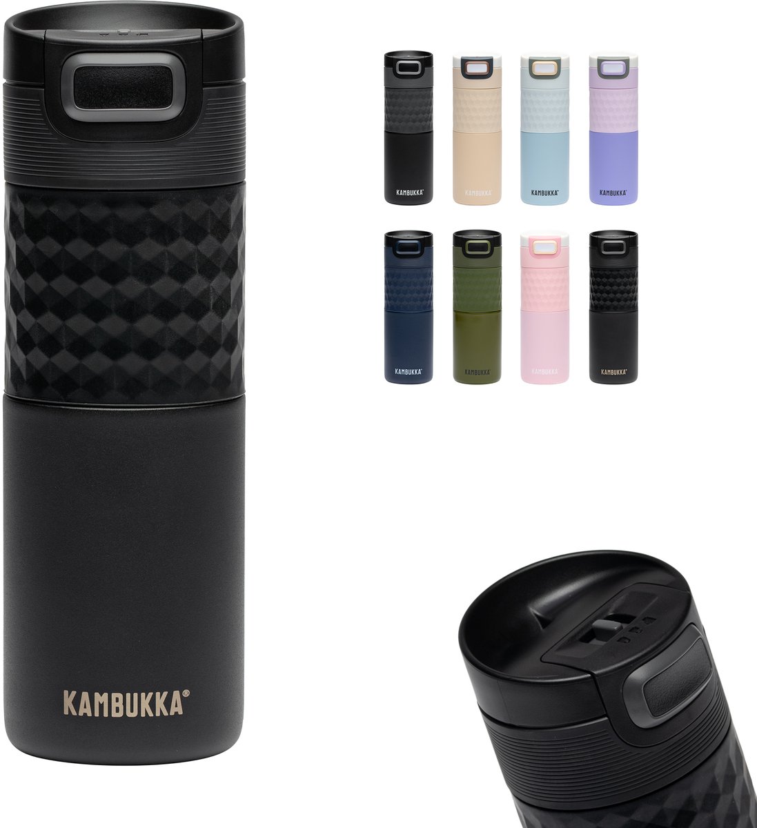 KAMBUKKA Geïsoleerde koffiemok (300 ml) - Lekvrije thermosfles: Snapclean® technologie - Ideaal voor warme en koude dranken - Antislip bodem - Roestvrij staal - Model OLYMPUS