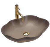 Rea Pearl Ombre Céramique sanitaire asymétrique - Lavabo - Beige, Marron - 50,5 x 38 x 13,5 cm
