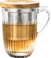 LEONARDO Tè per Te Theekopjes, set van 4 stuks, van dikwandig borosilicaatglas, gemaakt met de hand gemaakt, inhoud 450 ml, vaatwasmachinebestendig, magnetronbestendig, transparant, 077385