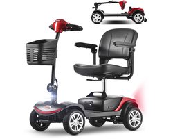 Sweetrich Scootmobiel - Elektrische Scootmobiel - met vering - Tot 20 km Actieradius - Opvouwbaar - 4 Wielen - Rood
