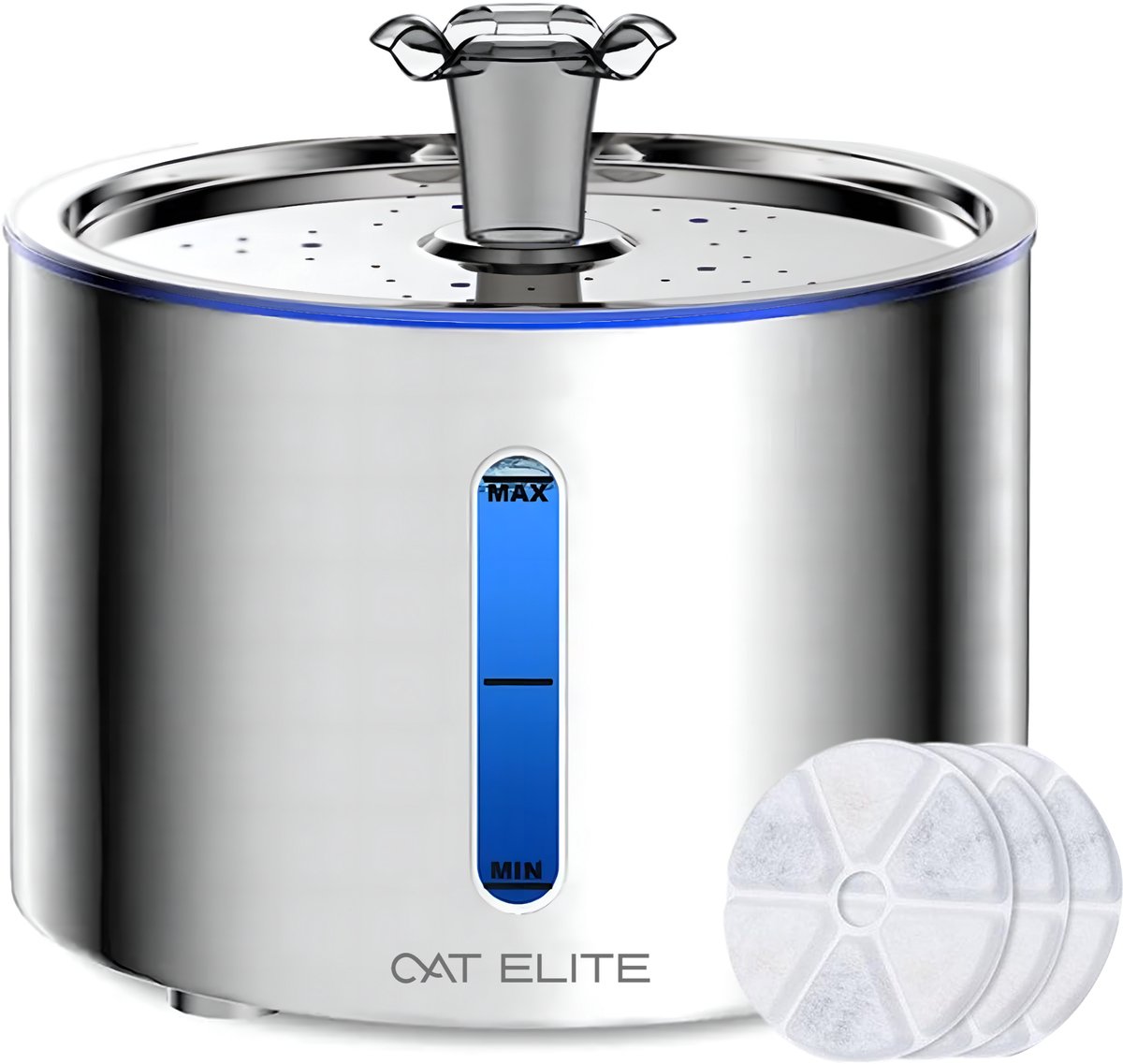 CatElite® - RVS Drinkfontein Kat | Mist - Waterdispenser incl. 3 filters - 2.5L Waterfontein Kat - Kattenfontein - Fluisterstil