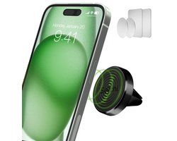 iSetchi Telefoonhouder Auto - Magnetisch - Metaal & Stevig - Zwart - GSM Mobiel Houder - Autohouder - Universeel - Telefoonhouders Auto Ventilatie