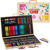 Coffret à dessin Mikkelhus - Coffret à dessin complet avec 180 articles - Marqueurs, crayons, peinture, craie et plus encore - Coffret à colorier - Coffret de bricolage