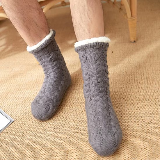 Thermische Herensokken - Winter Warme Antislip Pantoffelsokken - Verdikt Katoen en Fluweel - Marineblauw - Zachte Thuis Slaap Sokken - Korte Vloersokken - Comfortabele Huissokken met Antislip Zool van Merkloos — afbeelding 4