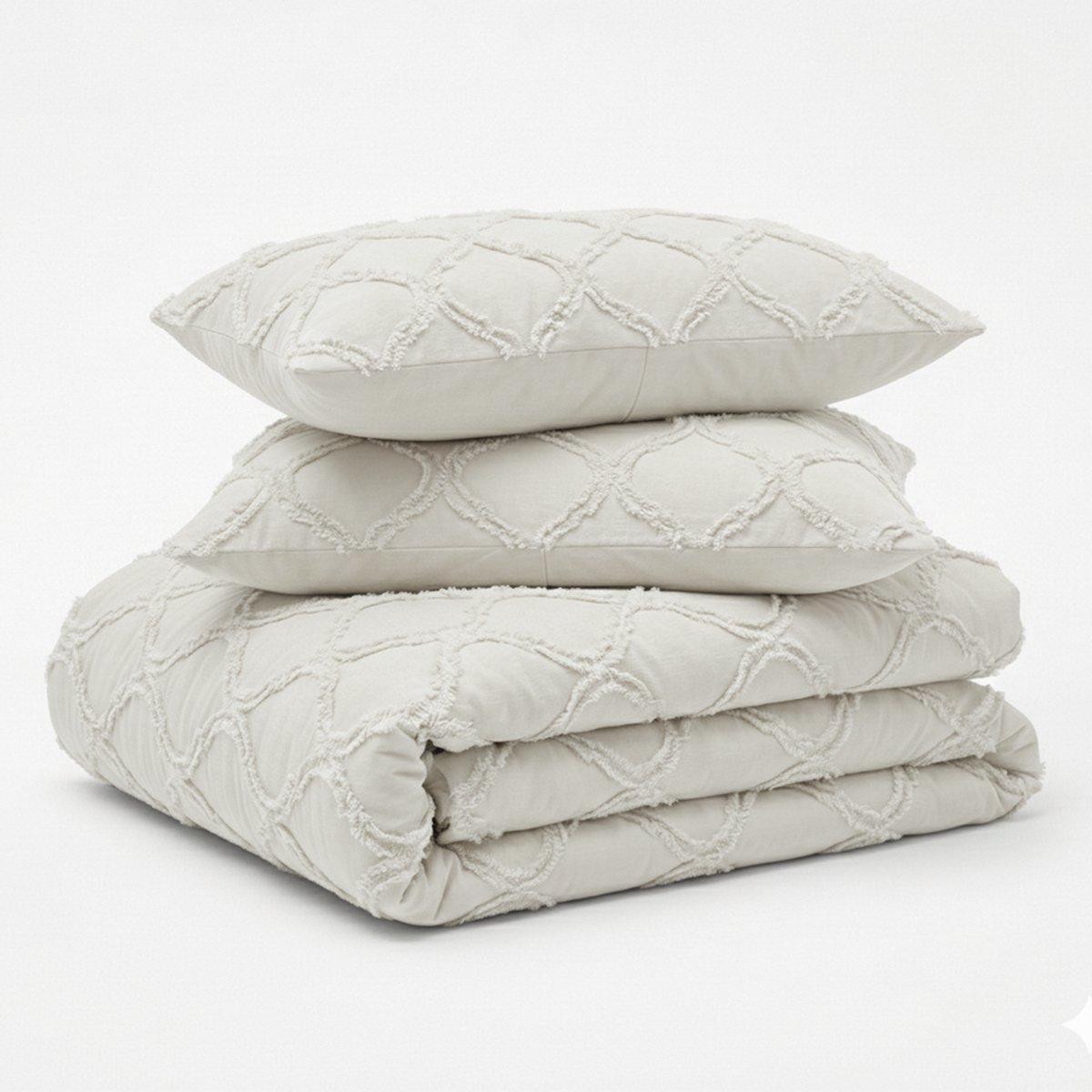 Decoware Dekbed zonder Overtrek 240x200 cm - Easy Tufted Curve Wit - Hoesloos Dekbed Wasbaar - Incl. Kussensloop - All Season - Lits-jumeaux