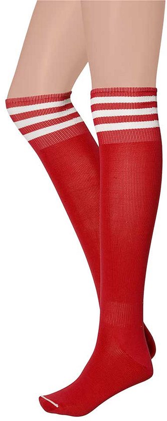 Chaussettes de pom-pom girls | Bas de pom-pom girl | rouge blanc | Taille unique | Costume de pom-pom girl dames | Déguisements | Cheerleader | Apollo