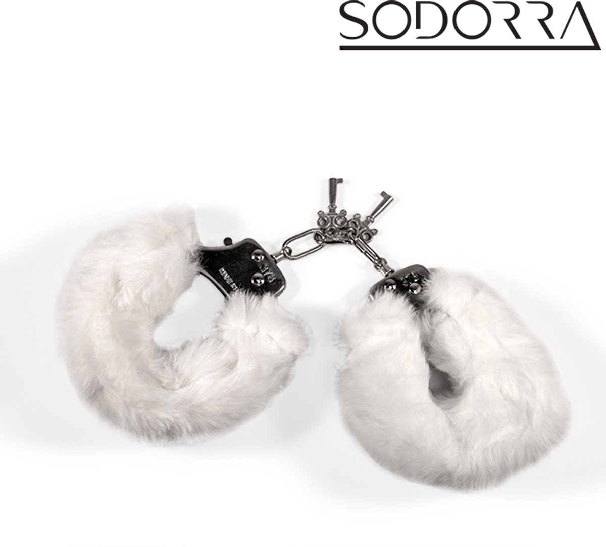 Sodorra - Fluff Cuffs Wit - Stevige stalen handboeien - Zacht pluche