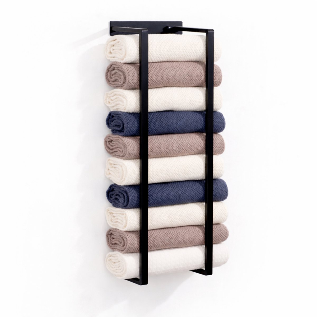 AUM® Handdoekrek – handdoekrek badkamer – Badkamerrek – Handdoekhouder - Zwart – Voor 10+ Handdoeken - 70x20x14 cm