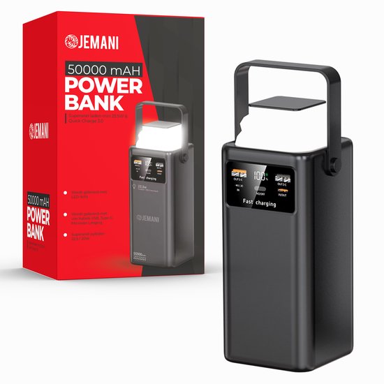 Mezzy Goods Powerbank 50000 mAH met Snellader en LED - Mezzy Goods - €99,99