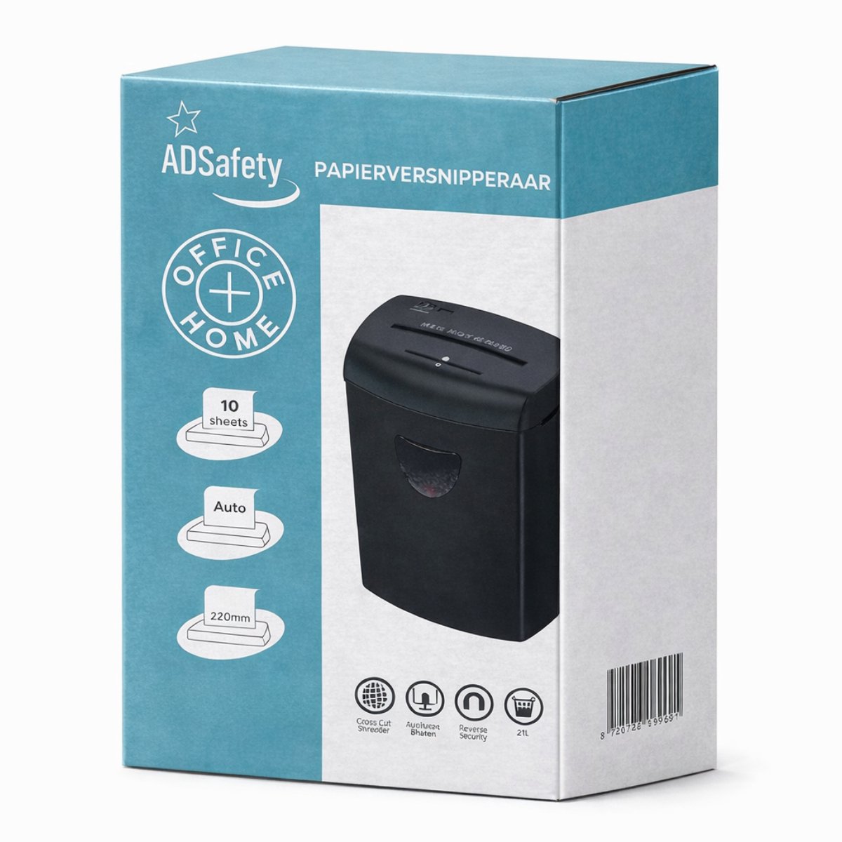 ADSafety Papierversnipperaar P4 Cross Cut - Papiervernietiger Voor Thuis & Kantoor - 21 Liter - 10 Vellen - Vernietigt ook CD's & Pasjes - Zwart thumbnail 4