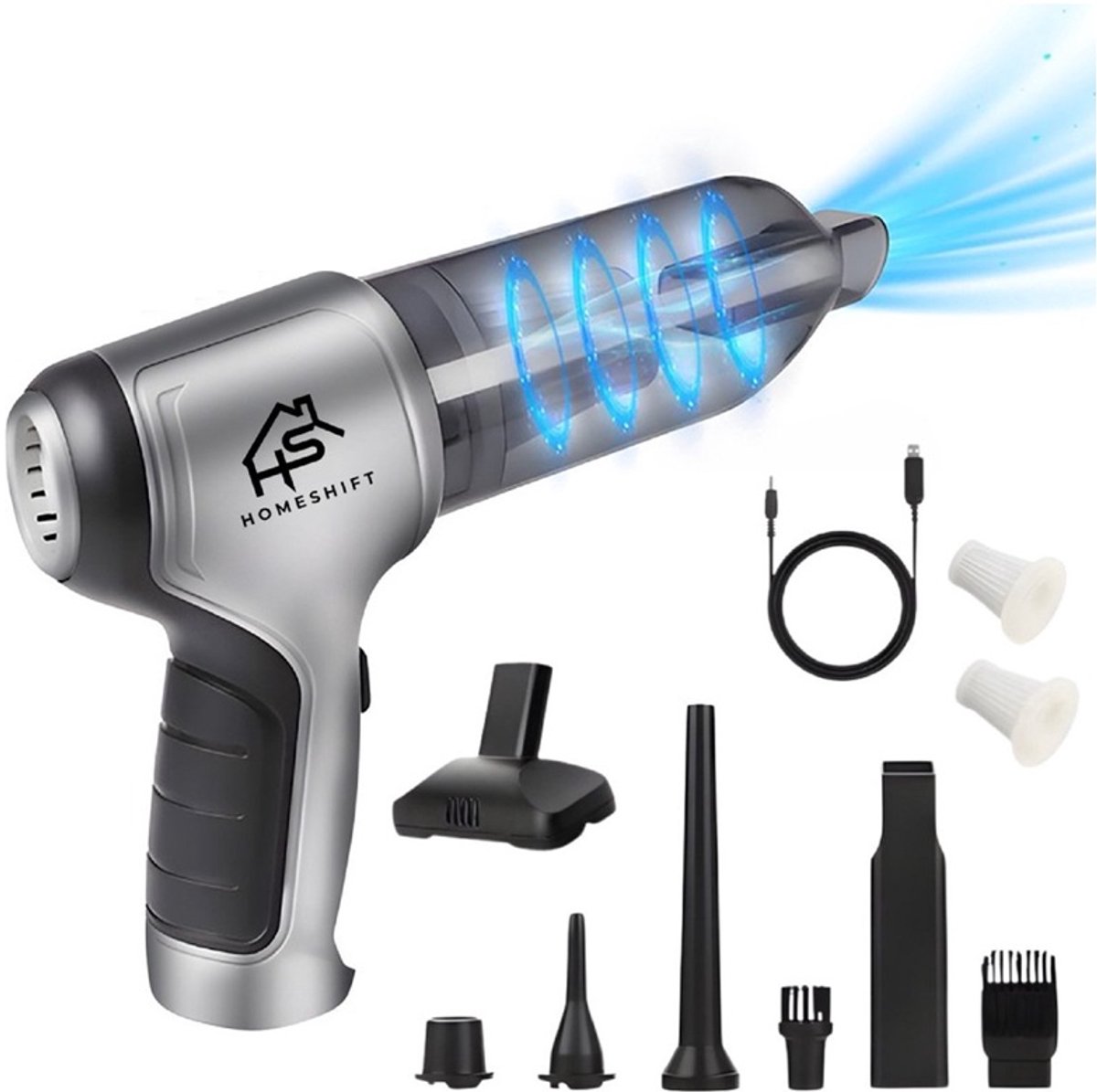 HomeShift® Draadloze Auto Stofzuiger V2 PRO Metallic - HomeShift® - €32,95