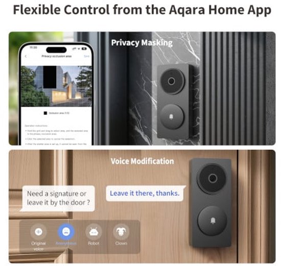 Aqara Doorbell Camera Hub G410 Select - Zwart - 2K Slimme Deurbel - Dual-Band Wi-Fi - Matter & Zigbee Hub - Gezichtsherkenning