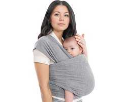 Kraftverdia - Baby Draagdoek Grijs - Draagzak - Baby Wrap - Baby carrier - Draagdoek geweven - Newborn - Voor Baby 0-36 maanden