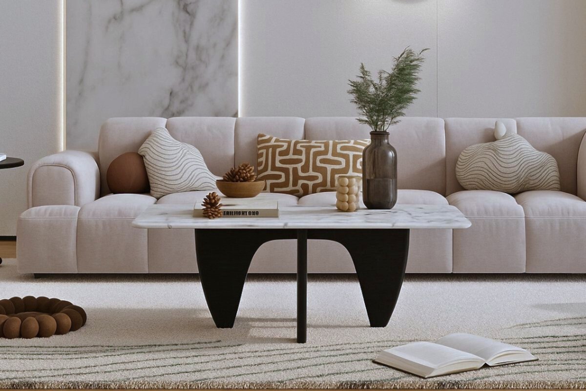 Salontafel Marmer Zwart - Hout - Marmer blad - Coffee table - Koffietafel