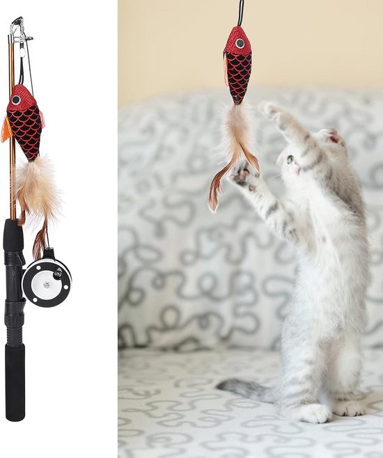 Uitschuifbare Kattenhengel met Vervangbaar 3D Vis Speeltje voor Uren Speelplezier — afbeelding 4