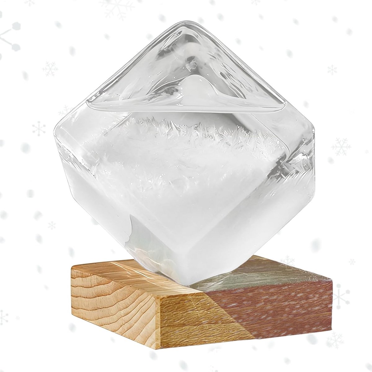 Stormglas Weerstation - Barometer Kubus - Weersvoorspelling Decoratie - Stabiele Sokkel - 11x11x14 cm - Wit