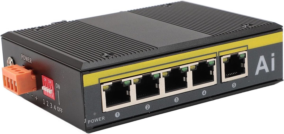 Industriële Ethernet Switch - Netwerk Switch - Smart Grid Spoor - Brede Temperatuur -40-80°C - 5 Poorts - Metaal
