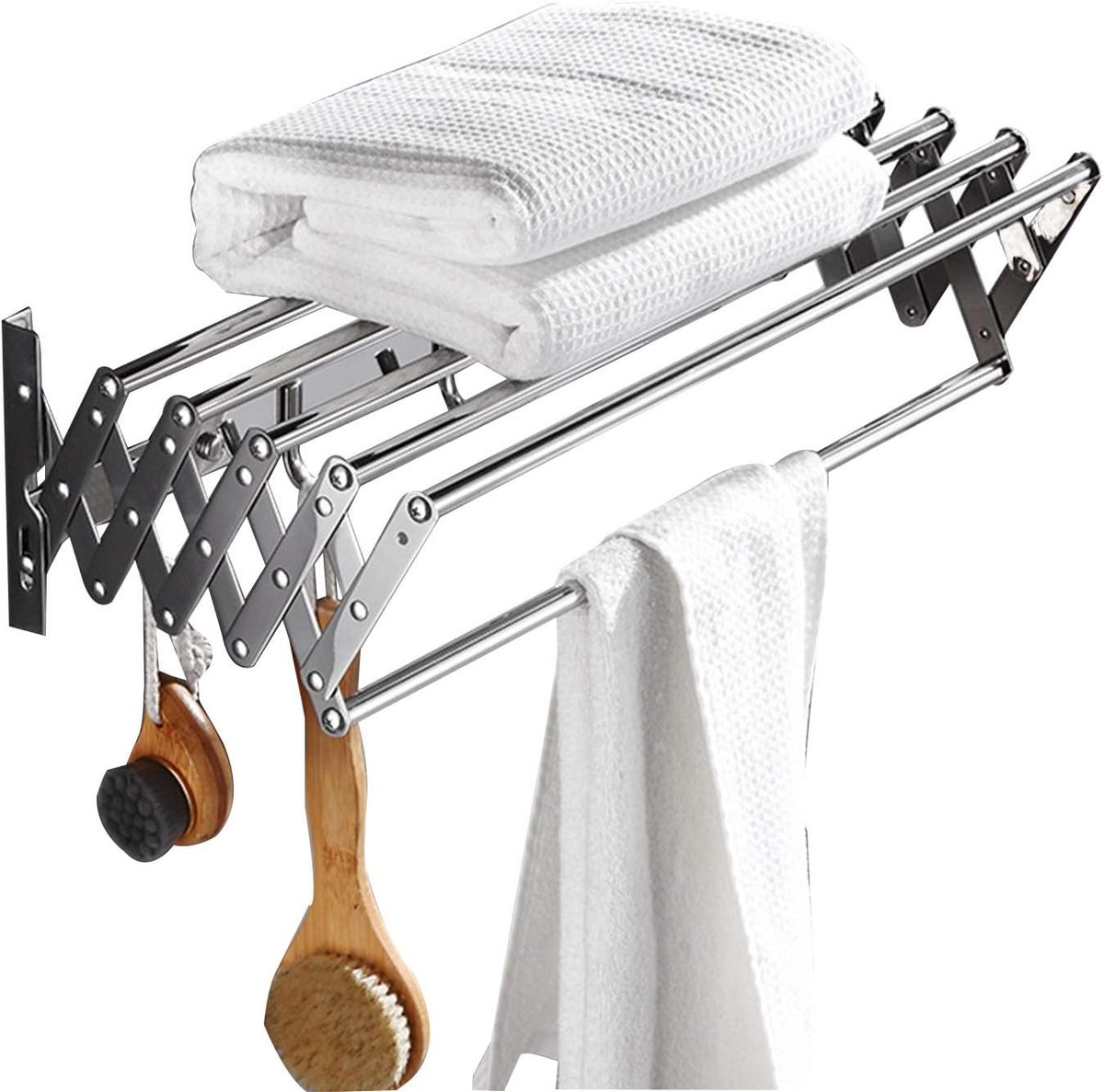 Droogrek - Wasrek Handdoekhouder - Kleding Drogen - Uitschuifbaar Ruimtebesparend - 50cm B
