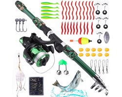 longziming - Vishengel set - Hengelset - Vis accessoires - Lichtgewicht carbon hengel - Drukknop haspel voor eenvoudig gebruik - Veilig ontwerp met zachte grip - Compleet en direct klaar voor gebruik