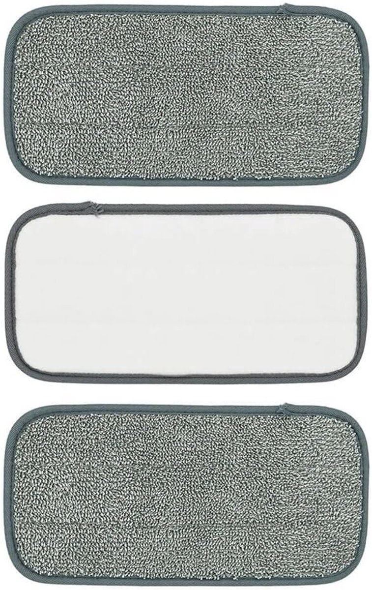 Mopdoeken Set - Wasbare Pads - Vloeren Reinigen - Effectieve Vezel - 30x15 cm - Grijs
