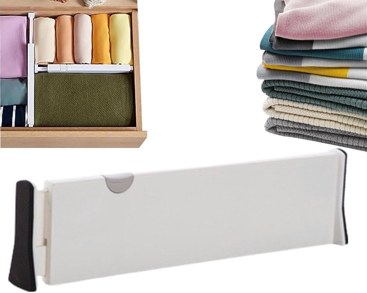 Lade Verdelers - Kast Organizers - Kleding Opbergen - Verstelbare Lengte - 10x38-54cm - Wit
