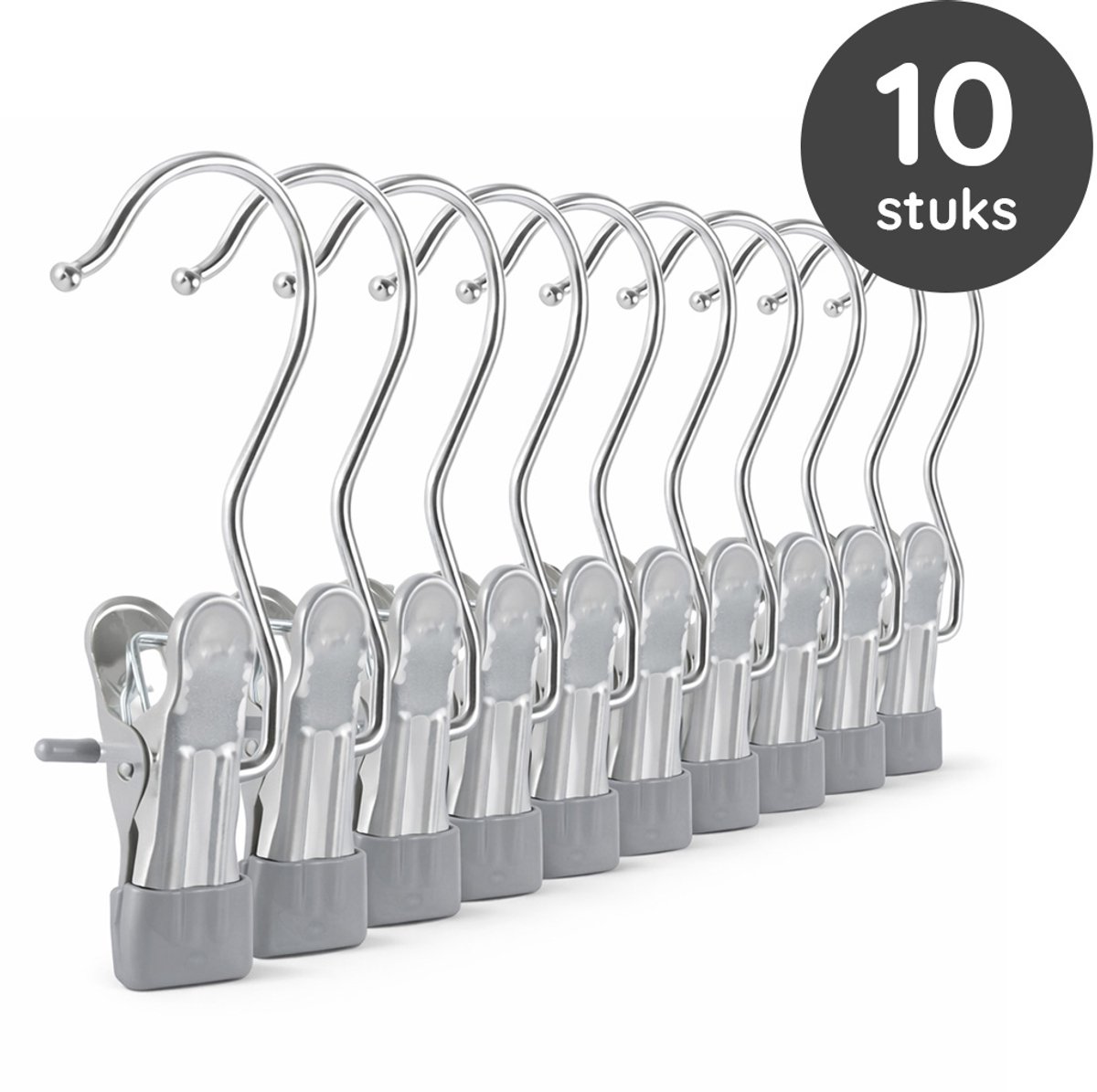 Eleganca Luxe Petten Hangers - 10 Stuks - Kast organiser - Hanger voor accessoires - Laarzen hangers - Hangers met Knijper - Antislip - Grijs