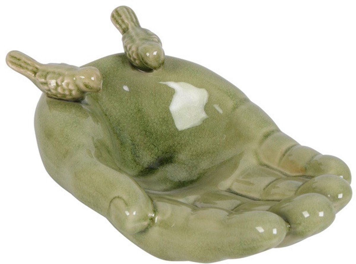 Vogelvoeder Hand met Vogel Fabio - Donkergroen - ca. L23 × B15 × H8 cm