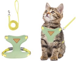 M Maat, Katten Borstband En Leiband Set, Anti-Escape Verstelbare Kattenband, Geschikt Voor Alle Kattenrassen (Groen)