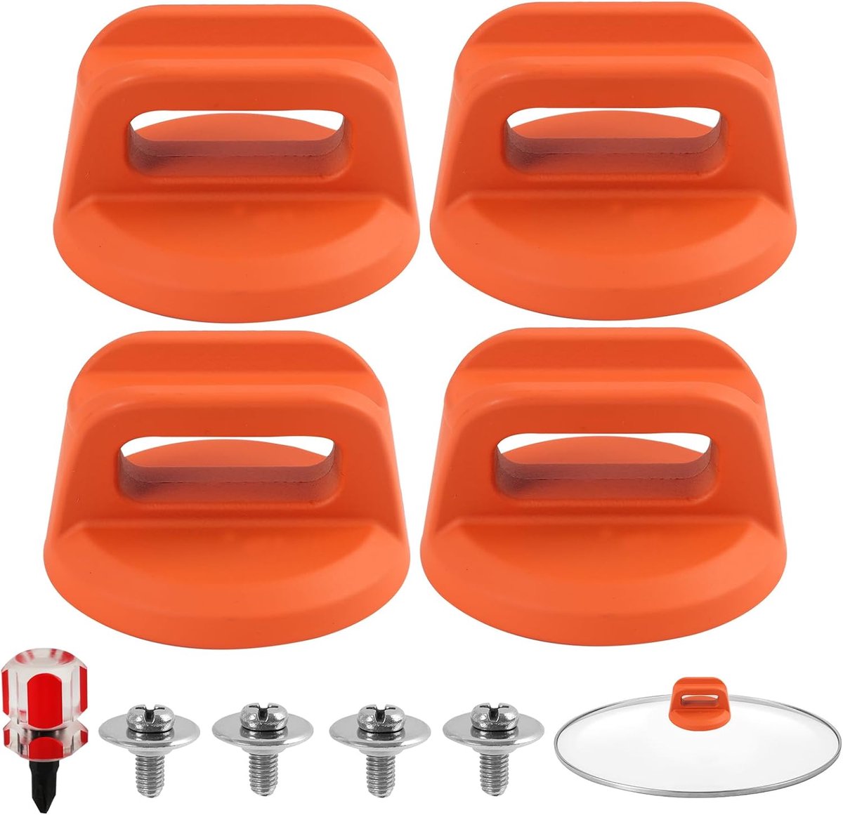 Panknop Vervanging - Deksels Knop - Veilig Koken - Hittebestendig Siliconen - 10x10 MM - Oranje