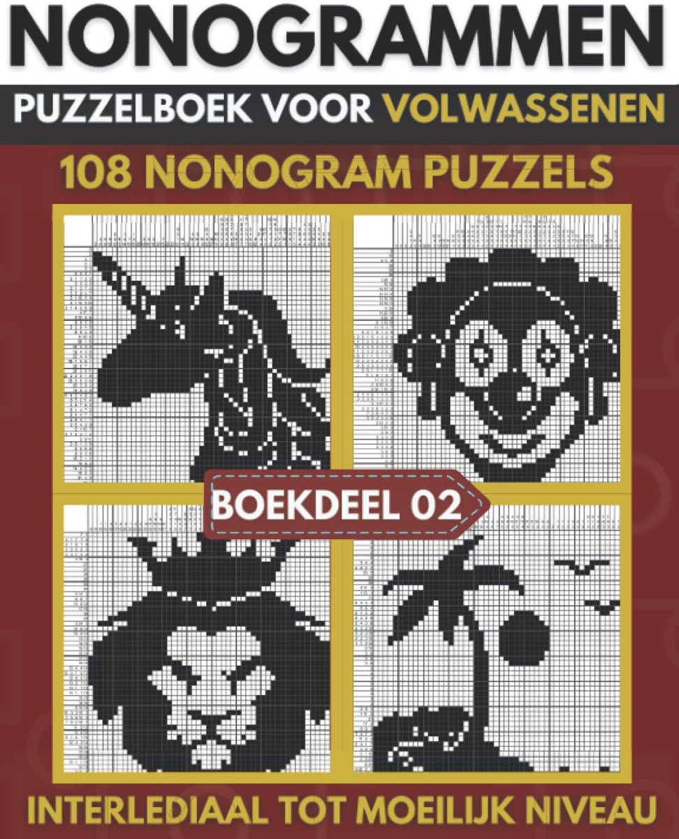 Logische Puzzelboek - Nonogrammen Griddlers Hanjie - Hersentraining Ontspanning - Bovengemiddeld tot moeilijk - 127 Puzzels